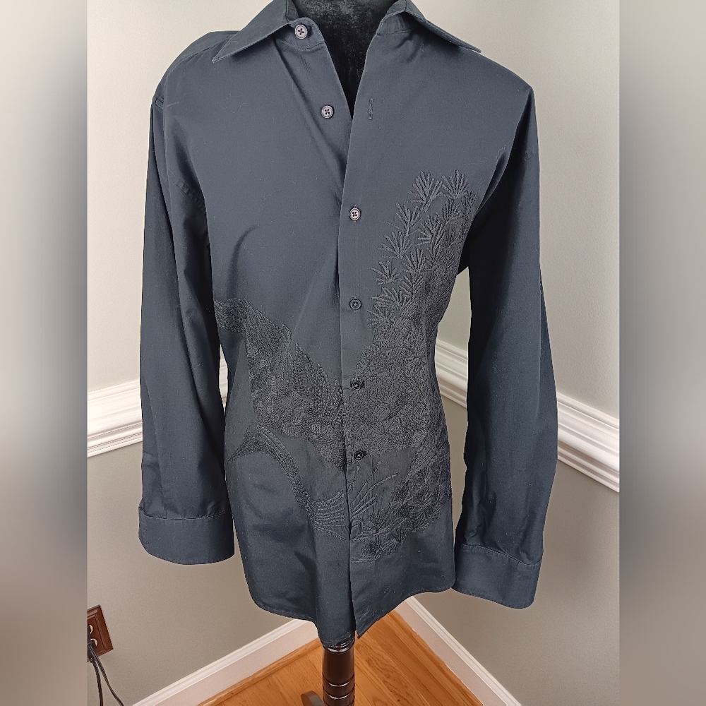 INC, black, buttondown shirt - Picture 2 of 5